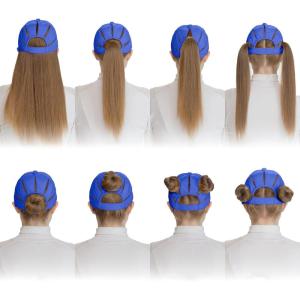 imageCC Ponycap Messy High Bun Ponytail Adjustable Trucker Baseball Cap HatRoyal Blue