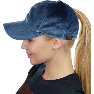 imageCC Ponycap Messy High Bun Ponytail Soft Velvet Adjustable Baseball Cap HatDenim