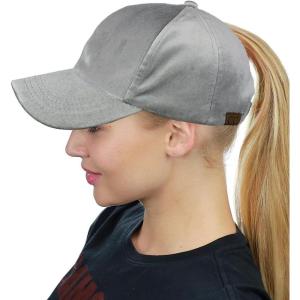 imageCC Ponycap Messy High Bun Ponytail Soft Velvet Adjustable Baseball Cap HatLight Gray