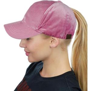 imageCC Ponycap Messy High Bun Ponytail Soft Velvet Adjustable Baseball Cap HatRose