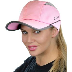 imageCC Ponycap Messy High Bun Ponytail Water Resistant Adjustable Mesh Reflective Sporty Baseball CapPink