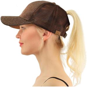 imageCC Ponytail Messy Buns Trucker Ponycaps Plain Baseball Visor Cap Dad Hat Glitter Bronze