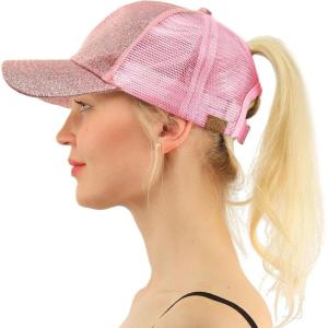 imageCC Ponytail Messy Buns Trucker Ponycaps Plain Baseball Visor Cap Dad Hat Glitter Pink