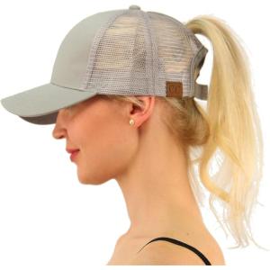 imageCC Ponytail Messy Buns Trucker Ponycaps Plain Baseball Visor Cap Dad Hat Gray