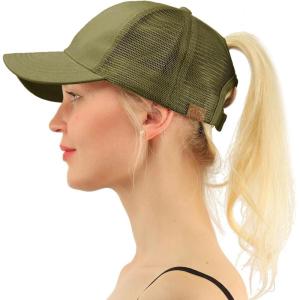 imageCC Ponytail Messy Buns Trucker Ponycaps Plain Baseball Visor Cap Dad HatOlive