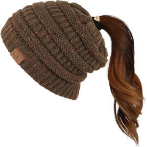 imageCC Ribbed Confetti Knit Beanie Tail Hat for Adult MB33New Olive