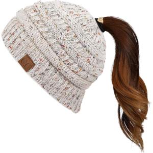 imageCC Ribbed Confetti Knit Beanie Tail Hat for Adult MB33Oatmeal Ombre