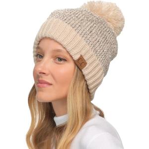 imageCC Sequin Pom Beanie for Women  Acrylic Stretchable Soft Warm Knit Winter Skully Hat with Yarn PomSequinbeige  Silver