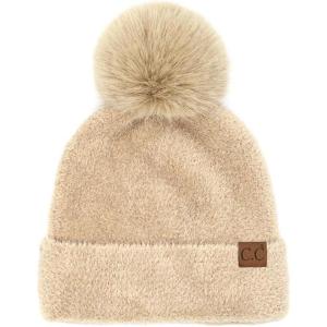 imageCC Sequin Pom Beanie for Women  Acrylic Stretchable Soft Warm Knit Winter Skully Hat with Yarn PomTerrybeige