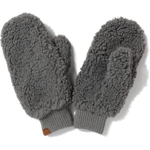 imageCC Sherpa Cuff Beanie Hat Suede Logo and Sherpa Mitten Gloves HAT008MT008Grey Mitten