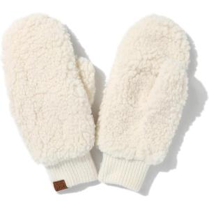 imageCC Sherpa Cuff Beanie Hat Suede Logo and Sherpa Mitten Gloves HAT008MT008Ivory Mitten