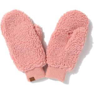 imageCC Sherpa Cuff Beanie Hat Suede Logo and Sherpa Mitten Gloves HAT008MT008Rose Mitten