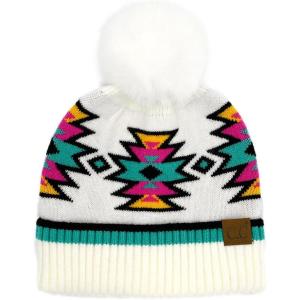 imageCC Southwest Pattern Pom Beanie for WomenAztecivory