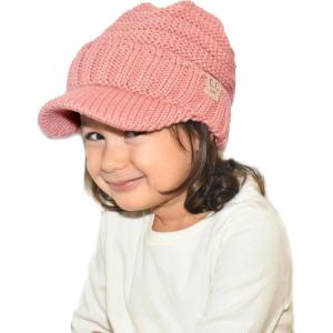 imageCC Toddler Trendy Warm Oversized Chunky Soft Oversized Ribbed Slouchy Knit Hat with Visor BrimIndi Pink