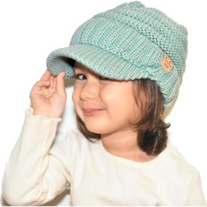 imageCC Toddler Trendy Warm Oversized Chunky Soft Oversized Ribbed Slouchy Knit Hat with Visor BrimMint