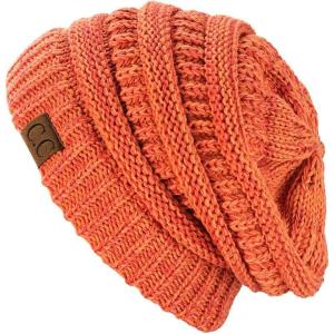 imageCC Trendy Warm Chunky Soft Stretch Cable Knit Beanie2 Tone Peach