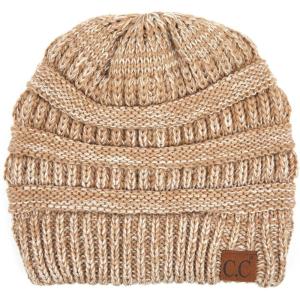 imageCC Trendy Warm Chunky Soft Stretch Cable Knit Beanie2 Tone Taupe