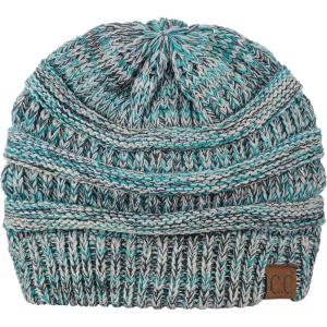 imageCC Trendy Warm Chunky Soft Stretch Cable Knit Beanie3 Tone Teal
