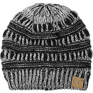 imageCC Trendy Warm Chunky Soft Stretch Cable Knit BeanieBlackMet Silver