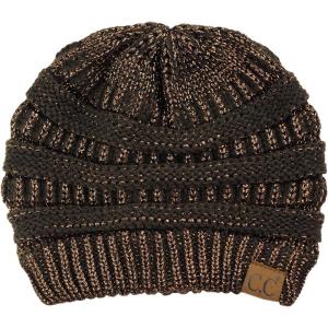 imageCC Trendy Warm Chunky Soft Stretch Cable Knit BeanieBrown Metallic