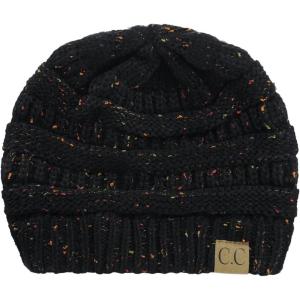 imageCC Trendy Warm Chunky Soft Stretch Cable Knit BeanieConfetti Black