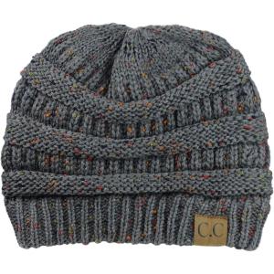 imageCC Trendy Warm Chunky Soft Stretch Cable Knit BeanieConfetti Dark Melange Gray