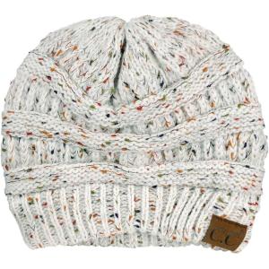 imageCC Trendy Warm Chunky Soft Stretch Cable Knit BeanieConfetti Ivory