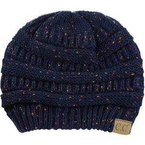 imageCC Trendy Warm Chunky Soft Stretch Cable Knit BeanieConfetti Navy