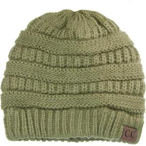 imageCC Trendy Warm Chunky Soft Stretch Cable Knit BeanieDark Sage