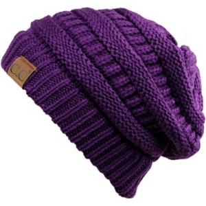 imageCC Trendy Warm Chunky Soft Stretch Cable Knit BeanieDeep Purple