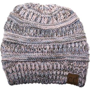 imageCC Trendy Warm Chunky Soft Stretch Cable Knit BeanieDenimPinkIvory