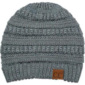 imageCC Trendy Warm Chunky Soft Stretch Cable Knit BeanieDusty Gray Metallic