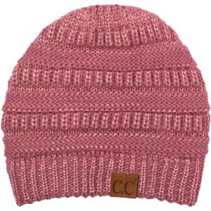 imageCC Trendy Warm Chunky Soft Stretch Cable Knit BeanieDusty Rose Metallic