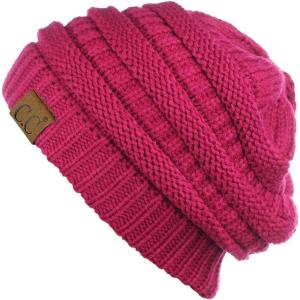 imageCC Trendy Warm Chunky Soft Stretch Cable Knit BeanieHot Pink