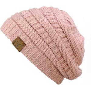 imageCC Trendy Warm Chunky Soft Stretch Cable Knit BeanieIndi Pink