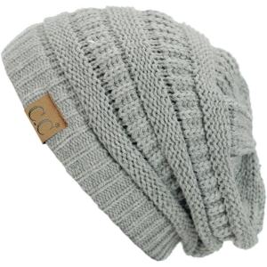 imageCC Trendy Warm Chunky Soft Stretch Cable Knit BeanieNatural Grey