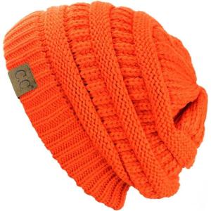 imageCC Trendy Warm Chunky Soft Stretch Cable Knit BeanieNeon Orange