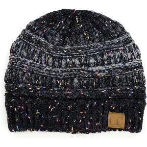 imageCC Trendy Warm Chunky Soft Stretch Cable Knit BeanieOmbre Black