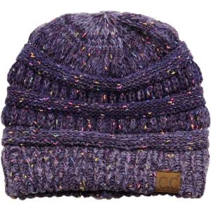 imageCC Trendy Warm Chunky Soft Stretch Cable Knit BeanieOmbre Purple