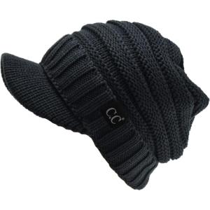 imageCC Trendy Warm Oversized Chunky Soft Oversized Ribbed Slouchy Knit Hat with Visor Brim1  Teal Grey