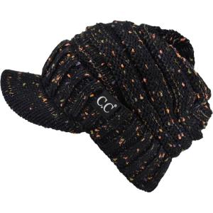 imageCC Trendy Warm Oversized Chunky Soft Oversized Ribbed Slouchy Knit Hat with Visor BrimBlack Confetti