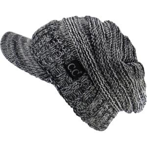 imageCC Trendy Warm Oversized Chunky Soft Oversized Ribbed Slouchy Knit Hat with Visor BrimBlack Mix