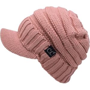 imageCC Trendy Warm Oversized Chunky Soft Oversized Ribbed Slouchy Knit Hat with Visor BrimIndie Pink