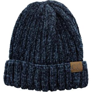 imageCC Unisex Chenille Soft Warm Stretchy Thick Cuffed Knit Beanie Cap HatNavy