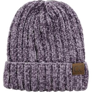 imageCC Unisex Chenille Soft Warm Stretchy Thick Cuffed Knit Beanie Cap HatViolet