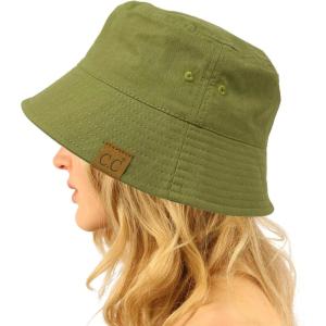 imageCC Unisex Packable Bucket Sun Beach Pool Fisherman HatCotton Solid Olive
