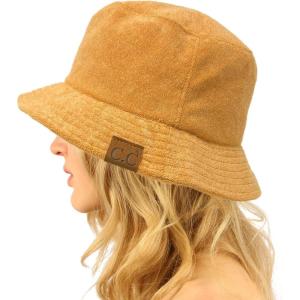 imageCC Unisex Packable Bucket Sun Beach Pool Fisherman HatTerry Cloth Solid Desert