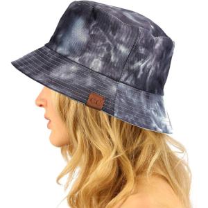 imageCC Unisex Packable Bucket Sun Beach Pool Fisherman HatTie Dyed BlackGray