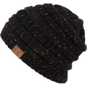 imageCC Unisex Ribbed Confetti Knit Beanie HAT33Black