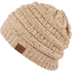 imageCC Unisex Ribbed Confetti Knit Beanie HAT33Latte1
